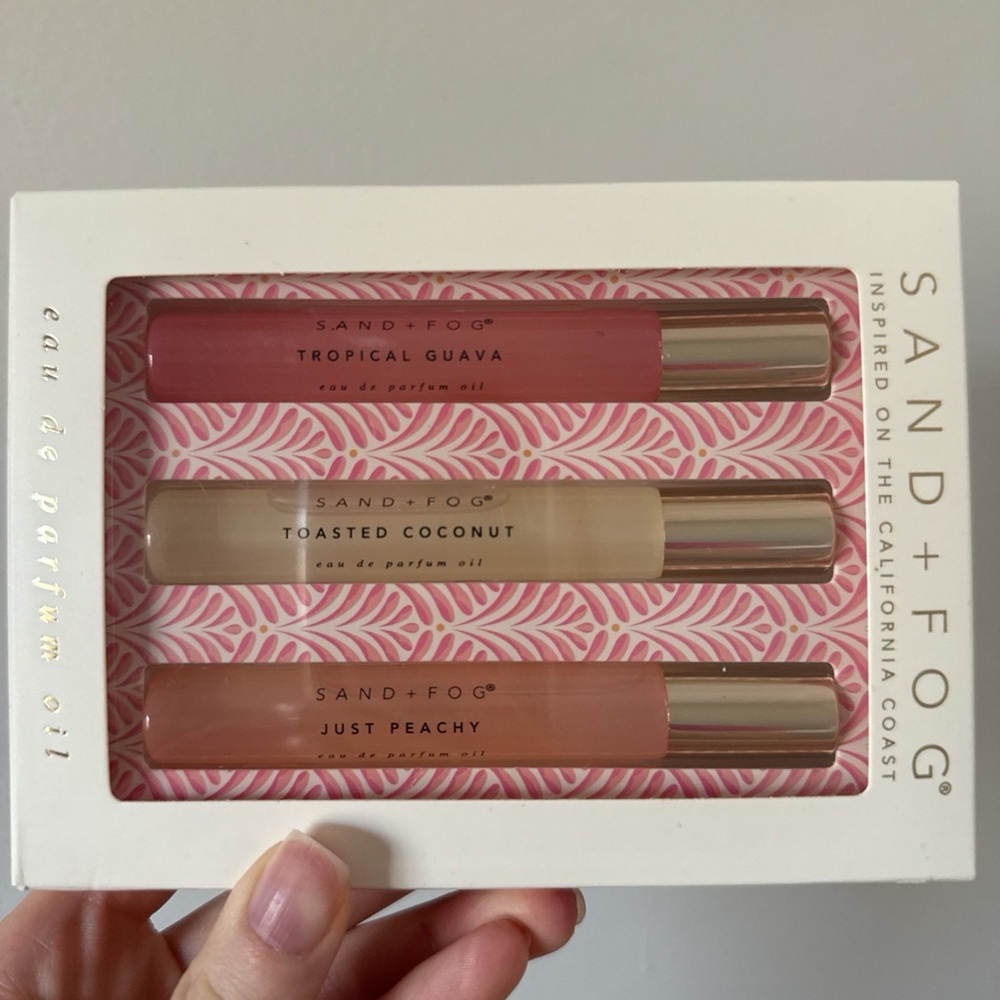 Sand + Fog rollerballs set / travel set roasted coconut / peach